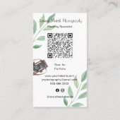 モノグラム金ゴールドフレームフォトグラファーQR垂直 名刺 (裏面)