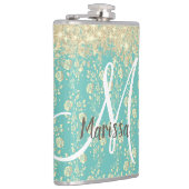 モノグラム金ゴールドフローラオングリーンティール（緑がかった色） フラスク (右)