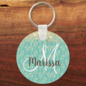 モノグラム金ゴールドフローラオン緑 キーホルダー (正面)