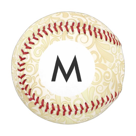 モノグラム金ゴールドフローラパターン 野球ボール (正面左)