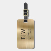 モノグラム金ゴールドブラシ付きメタリックエレガント ラゲッジタグ (正面縦)
