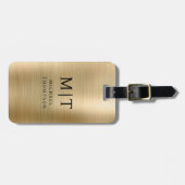 モノグラム金ゴールドブラシ付きメタリックエレガント ラゲッジタグ (正面横)