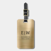 モノグラム金ゴールドブラシ付きメタリックエレガント ラゲッジタグ (正面縦)