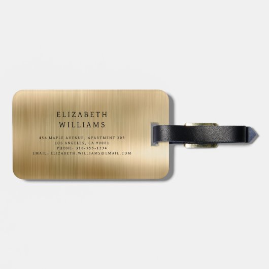 モノグラム金ゴールドブラシ付きメタリックエレガント ラゲッジタグ (裏面横)