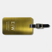 モノグラム金ゴールドブラシ付きメタリックエレガント ラゲッジタグ (正面横)