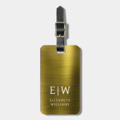 モノグラム金ゴールドブラシ付きメタリックエレガント ラゲッジタグ (正面縦)