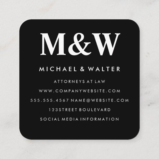 モノグラム金ゴールドブラシ付き大理石 スクエア名刺 (裏面)