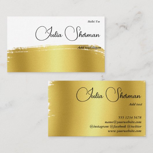 モノグラム金ゴールドブラックシックモダンスクリプトミニマリスト 名刺 (正面/裏面)