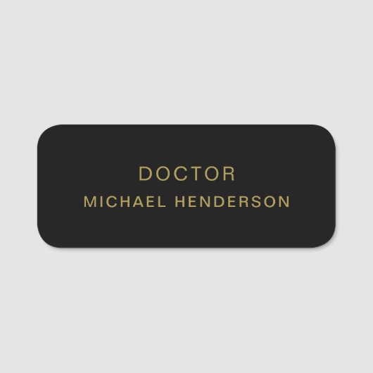 モノグラム金ゴールドブラックミニマルエレガントリスト 名札 (正面)