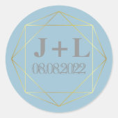 モノグラム金ゴールドブルー結婚ホワイトの婚約 ラウンドシール (正面)