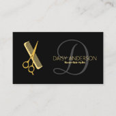 モノグラム金ゴールドホワイトヘアスタイリストアポイントメント 名刺 (正面)