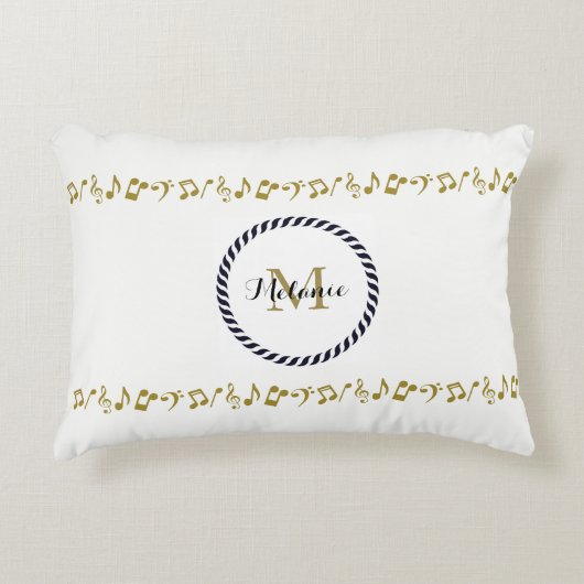 モノグラム金ゴールドミュージックノート アクセントクッション (正面)