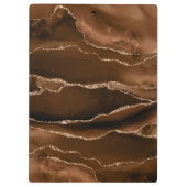 モノグラム金ゴールドモダンブラウンマーブルエレガントシック クリップボード (裏面)