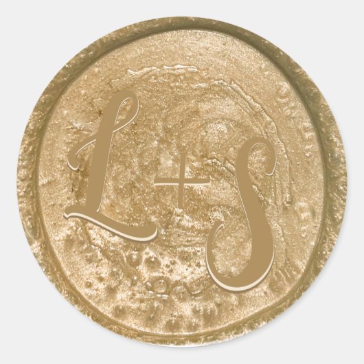 モノグラム金ゴールドワックス封筒用シール結婚式用シール ラウンドシール (正面)
