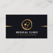 モノグラム金ゴールド医療用聴診器ロゴ 名刺 (正面)