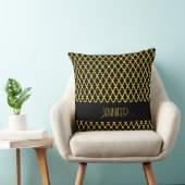 モノグラム金ゴールド及び黒色角箔模様 クッション (椅子)