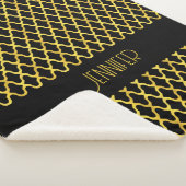 モノグラム金ゴールド及び黒色角箔模様 シェルパブランケット (3/4)