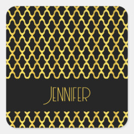 モノグラム金ゴールド及び黒色角箔模様 スクエアシール