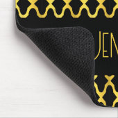 モノグラム金ゴールド及び黒色角箔模様 マウスパッド (コーナー)