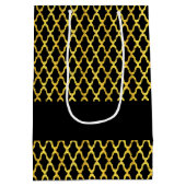 モノグラム金ゴールド及び黒色角箔模様 ミディアムペーパーバッグ (裏面)