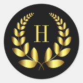 モノグラム金ゴールド月桂樹 ラウンドシール (正面)