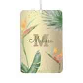 モノグラム金ゴールド熱帯性ヤシの葉のフローラスクリプト カーエアーフレッシュナー (正面)