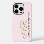 モノグラム金ゴールド粉末ピンクブラックネームミニマル Case-Mate iPhoneケース (裏面)