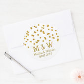 モノグラム金ゴールド紙吹雪結婚式の引き出物ラベル ラウンドシール (封筒)