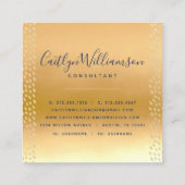 モノグラム金ゴールド紫の青い水色の大理石スクリプト スクエア名刺 (裏面)