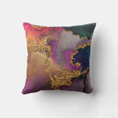 モノグラム金ゴールド紫グリーンブルー大理石の水色 クッション (裏面)