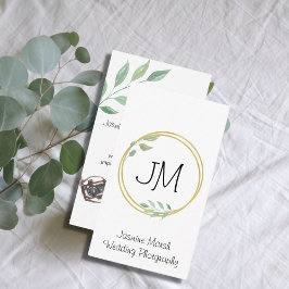 モノグラム金ゴールド結婚フレームの写真家の垂直 名刺