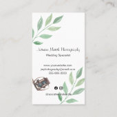 モノグラム金ゴールド結婚フレームの写真家の垂直 名刺 (裏面)