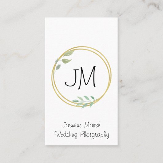 モノグラム金ゴールド結婚フレームの写真家の垂直 名刺 (正面)
