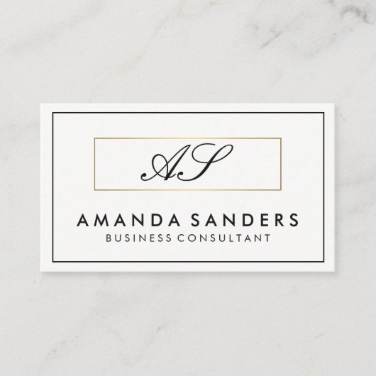 モノグラム金ゴールド縁どミニマリスト 名刺 (正面)