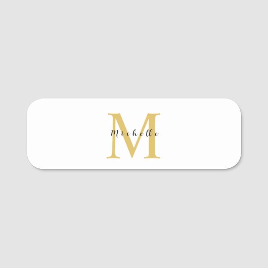 モノグラム金ゴールド色あなたの名前スペシャルギフト愛 名札 (正面)
