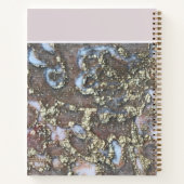 モノグラム金ゴールド赤面ピンク白フローラ書道 ノートブック (裏面)