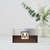 モノグラム金ゴールド金属 |レザー 名刺 (スタンド正面)