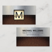 モノグラム金ゴールド金属 |レザー 名刺 (正面/裏面)