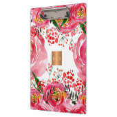 モノグラム金ゴールド銅メタリックピンク白色フローラ クリップボード (左)