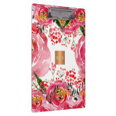 モノグラム金ゴールド銅メタリックピンク白色フローラ クリップボード (右)