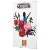 モノグラム金ゴールド銅メタリックピンク赤面フローラ クリップボード (左)