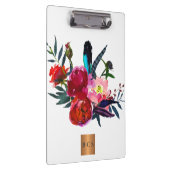 モノグラム金ゴールド銅メタリックピンク赤面フローラ クリップボード (右)