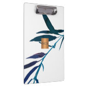 モノグラム金ゴールド銅メタリック海ブルー葉 クリップボード (右)