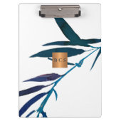 モノグラム金ゴールド銅メタリック海ブルー葉 クリップボード (正面)