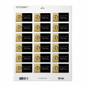 モノグラム金ゴールド&ブラック差出人住所ラベル ラベル (フルシート)