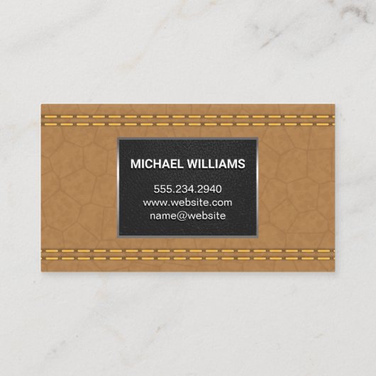 モノグラム金属トリム |ダブルステッチのタンレザー 名刺 (裏面)