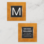 モノグラム金属トリム | ブラウンレザー スクエア名刺 (正面/裏面)