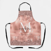 モノグラム金属バラ金ゴールドピンクグリッタードリップ エプロン (正面)