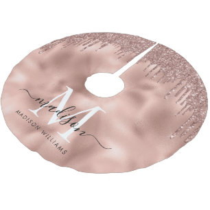 モノグラム金属バラ金ゴールドピンクグリッタードリップ ブラッシュドポリエステルツリースカート