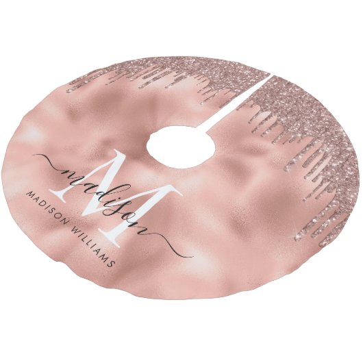 モノグラム金属バラ金ゴールドピンクグリッタードリップ ブラッシュドポリエステルツリースカート (アングル)